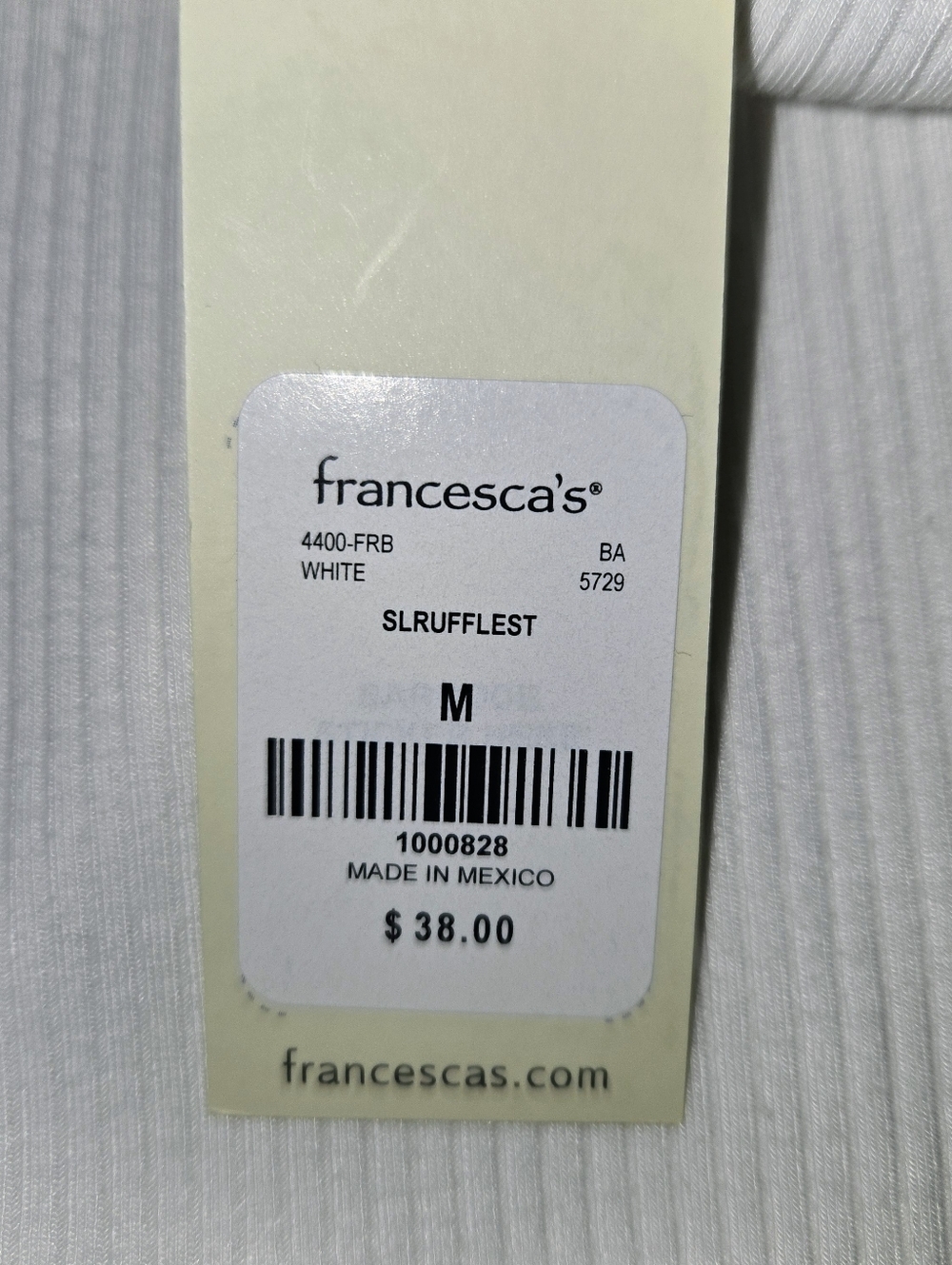 NWT Francesca's Blue Rain White Ribbed Bodysuit w/ Ruffle Strap Detail - Size M - Picture 6 of 6